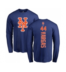 Baseball New York Mets #44 Jason Vargas Royal Blue Backer Long Sleeve T-Shirt