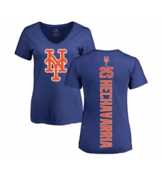 Baseball Women's New York Mets #25 Adeiny Hechavarria Royal Blue Backer T-Shirt
