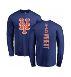 MLB Nike New York Mets #5 David Wright Royal Blue Backer Long Sleeve T-Shirt
