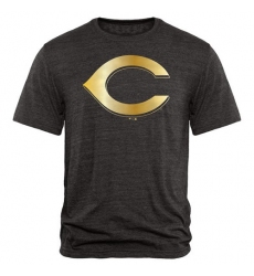 MLB Cincinnati Reds Fanatics Apparel Gold Collection Tri-Blend T-Shirt - Grey