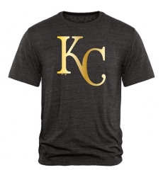 MLB Kansas City Royals Fanatics Apparel Gold Collection Tri-Blend T-Shirt - Grey