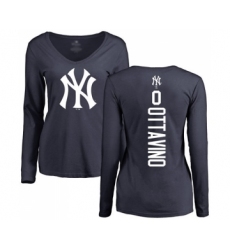 Baseball Women's New York Yankees #0 Adam Ottavino Navy Blue Backer Long Sleeve T-Shirt