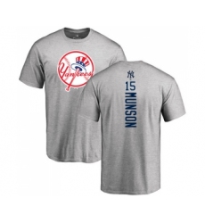 MLB Nike New York Yankees #15 Thurman Munson Ash Backer T-Shirt