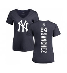 MLB Women's Nike New York Yankees #24 Gary Sanchez Navy Blue Backer T-Shirt