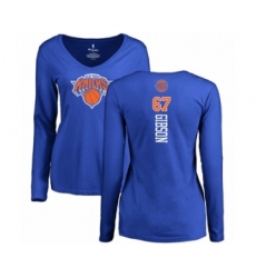 Basketball Women's New York Knicks #67 Taj Gibson Royal Blue Backer Long Sleeve T-Shirt