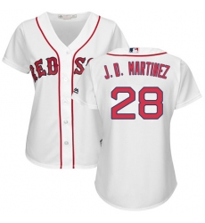 Women's Majestic Boston Red Sox #28 J. D. Martinez Authentic White Home MLB Jersey