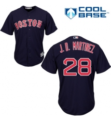 Youth Majestic Boston Red Sox #28 J. D. Martinez Authentic Navy Blue Alternate Road Cool Base MLB Jersey