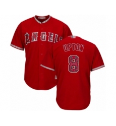 Men's Los Angeles Angels of Anaheim #8 Justin Upton Authentic Red Team Logo Fashion Cool Base Baseball Jersey
