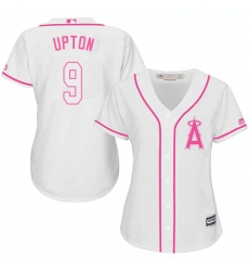 Women's Majestic Los Angeles Angels of Anaheim #9 Justin Upton Authentic White Fashion Cool Base MLB Jersey
