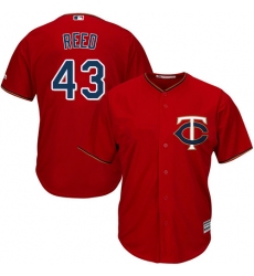 Youth Majestic Minnesota Twins #43 Addison Reed Authentic Scarlet Alternate Cool Base MLB Jersey