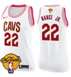 Women's Nike Cleveland Cavaliers #22 Larry Nance Jr. Swingman White/Pink Fashion 2018 NBA Finals Bound NBA Jersey