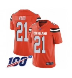Men's Cleveland Browns #21 Denzel Ward Orange Alternate Vapor Untouchable Limited Player 100th Season Football Jersey