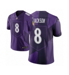 Men's Baltimore Ravens #8 Lamar Jackson Limited Purple City Edition Football Jersey