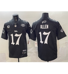 Men's Buffalo Bills #17 Josh Allen Black 2025 F.U.S.E. 'Gothic Cold Front Edition' With Farewell & 4-Star C Vapor Limited Football Stitched Jersey