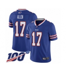 Men's Nike Buffalo Bills #17 Josh Allen Royal Blue Team Color Vapor Untouchable Limited Player 100th Season NFL Jersey