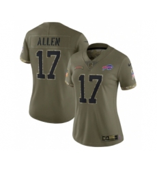 Women's Buffalo Bills #17 Josh Allen 2022 Olive Salute To Service Limited Stitched Jersey(Run Small)