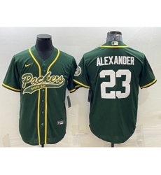 Men's Green Bay Packers #23 Jaire Alexander Green With Patch Cool Base Stitched Baseball Jersey