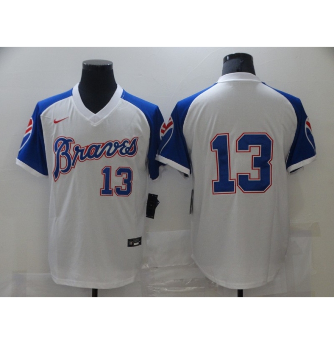 Men's Nike Atlanta Braves #13 Ronald Acuna Jr. White Stitched Baseball Jersey