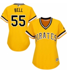 Women's Majestic Pittsburgh Pirates #55 Josh Bell Authentic Gold Alternate Cool Base MLB Jersey