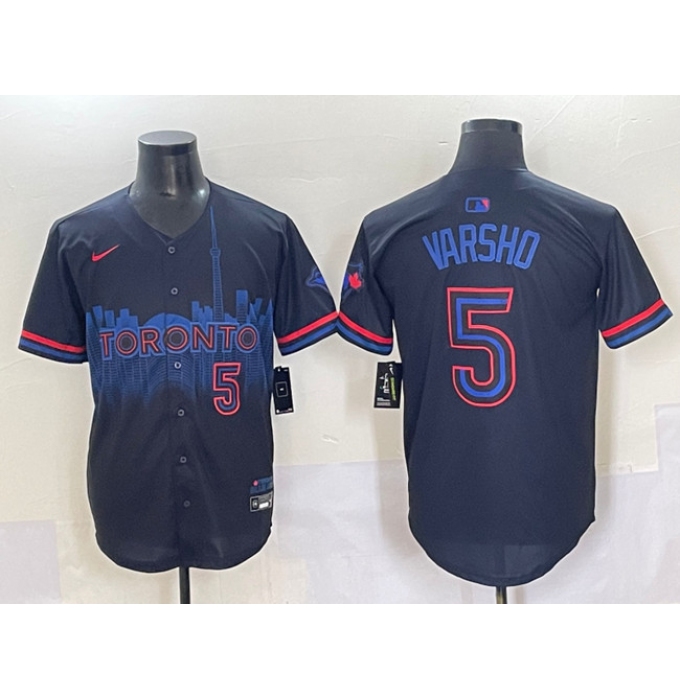 Men's Toronto Blue Jays #5 Daulton Varsho Navy 2024 City Connect Limited Stitched Baseball Jersey