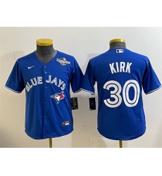 Youth Toronto Blue Jays #30 Alejandro Kirk Royal 2025 World Series Cool Base Stitched Baseball Jersey
