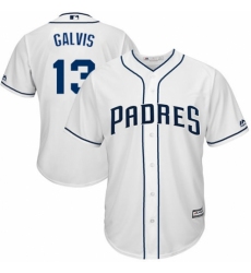 Youth Majestic San Diego Padres #13 Freddy Galvis Authentic White Home Cool Base MLB Jersey