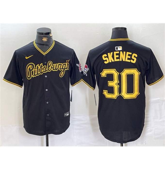 Men's Pittsburgh Pirates #30 Paul Skenes Black Stitched Baseball Jersey