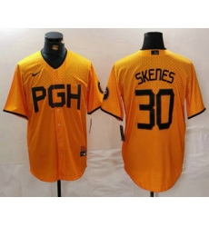 Men's Pittsburgh Pirates #30 Paul Skenes Yellow 2023 City Connect Stitched Jersey
