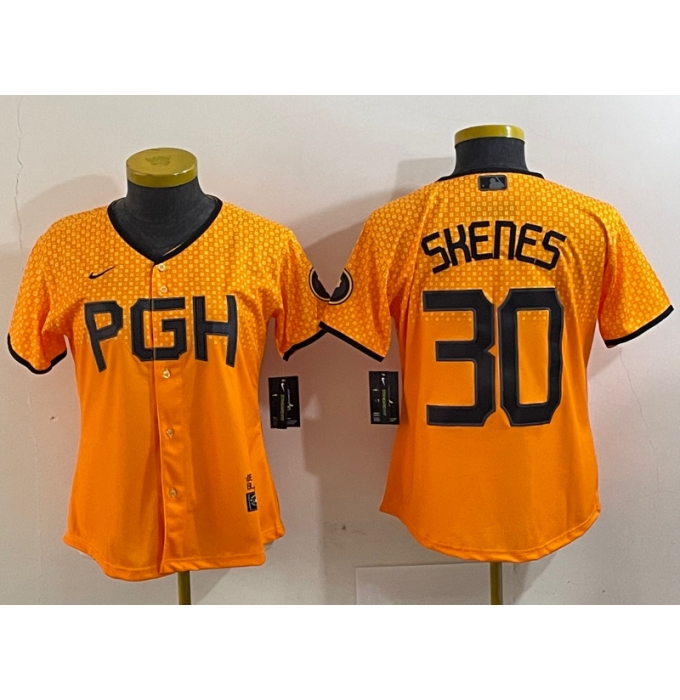 Women's Pittsburgh Pirates #30 Paul Skenes Yellow 2023 City Connect Stitched Jersey