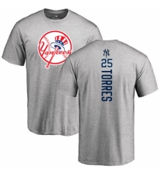 MLB Nike New York Yankees #25 Gleyber Torres Ash Backer T-Shirt