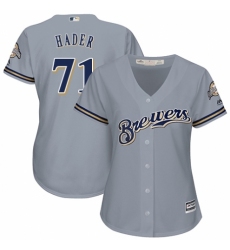 Women's Majestic Milwaukee Brewers #71 Josh Hader Authentic Grey Road Cool Base MLB Jersey