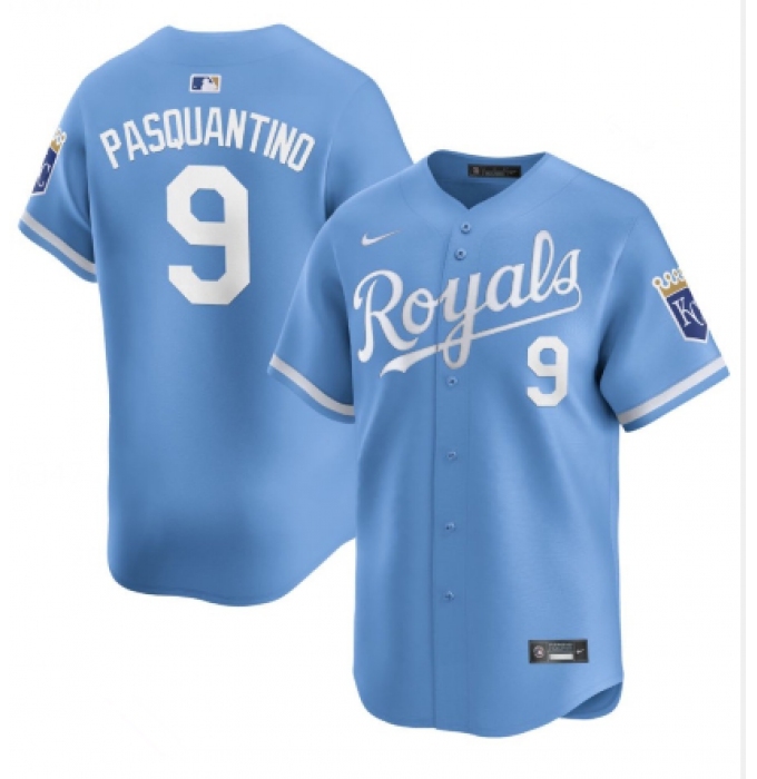 Men's Kansas City Royals #9 Vinnie Pasquantino Light Blue 2024 Alternate Limited Stitched Baseball Jersey