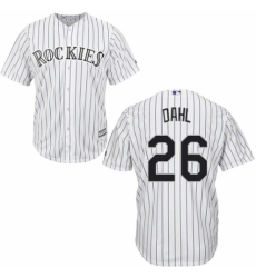 Youth Majestic Colorado Rockies #26 David Dahl Authentic White Home Cool Base MLB Jersey