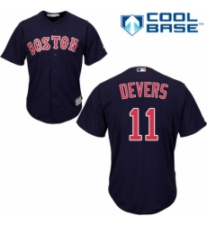 Youth Majestic Boston Red Sox #11 Rafael Devers Authentic Navy Blue Alternate Road Cool Base MLB Jersey