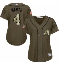 Women's Majestic Arizona Diamondbacks #4 Ketel Marte Authentic Green Salute to Service MLB Jersey