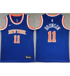 Youth New Yok Knicks #11 Jalen Brunson Blue Icon Edition Stitched Swingman Jersey