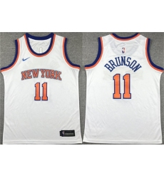 Youth New Yok Knicks #11 Jalen Brunson White Association Edition Stitched Swingman Jersey