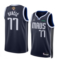 Men's Dallas Mavericks #77 Luka Doncic Navy 2024 Finals Statement Edition Stitched Basketball Jersey