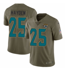 Men's Nike Jacksonville Jaguars #25 D.J. Hayden Limited Olive 2017 Salute to Service NFL Jersey