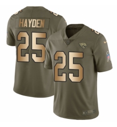 Youth Nike Jacksonville Jaguars #25 D.J. Hayden Limited Olive/Gold 2017 Salute to Service NFL Jersey