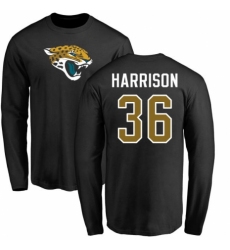NFL Nike Jacksonville Jaguars #36 Ronnie Harrison Black Name & Number Logo Long Sleeve T-Shirt