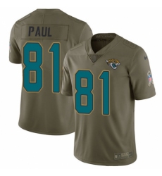 Youth Nike Jacksonville Jaguars #81 Niles Paul Limited Olive 2017 Salute to Service NFL Jersey