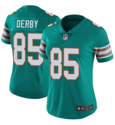 Women's Nike Miami Dolphins #85 A.J. Derby Aqua Green Alternate Vapor Untouchable Limited Player NFL Jersey