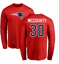 NFL Nike New England Patriots #30 Jason McCourty Red Name & Number Logo Long Sleeve T-Shirt