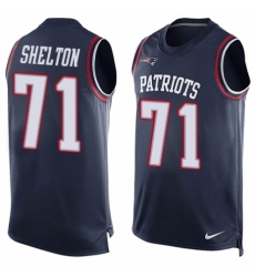 Men's Nike New England Patriots #71 Danny Shelton Limited Navy Blue Player Name & Number Tank Top NFL Jersey