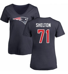 NFL Women's Nike New England Patriots #71 Danny Shelton Navy Blue Name & Number Logo Slim Fit T-Shirt