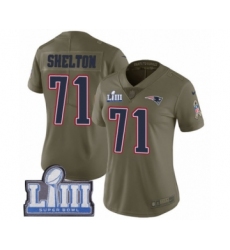 Women's Nike New England Patriots #71 Danny Shelton Limited Olive 2017 Salute to Service Super Bowl LIII Bound NFL Jersey