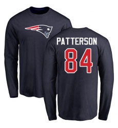 NFL Nike New England Patriots #84 Cordarrelle Patterson Navy Blue Name & Number Logo Long Sleeve T-Shirt