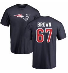 NFL Nike New England Patriots #67 Trent Brown Navy Blue Name & Number Logo T-Shirt