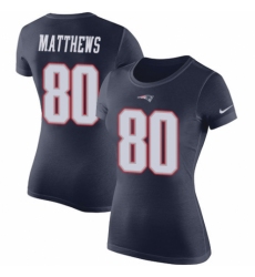 NFL Women's Nike New England Patriots #80 Jordan Matthews Navy Blue Rush Pride Name & Number T-Shirt